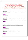 Exam 2: PRN 1381/ PRN1381 (Latest 2023/2024 Update) Principles of Pharmacology Exam Review| Graded A| Questions and Verified Answers | Rasmussen