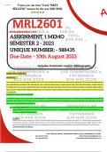 MRL2601 ASSIGNMENT 1 MEMO - SEMESTER 2 - 2023 - UNISA - (DETAILED ANSWERS WITH FOOTNOTES - DISTINCTION GUARANTEED) (UNIQUE NUMBER :-  588435 ) ️️️️️