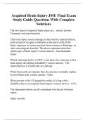 Acquired Brain Injury JMU Final Exam Study Guide Questions With Complete Solutions
