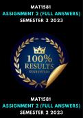 MAT1581 Assignment 2 Semester 2 2023 (FULL CALCULATIONS PROVIDED)