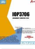 IOP3706 Assignment 1 (COMPLETE ANSWERS) Semester 2 2023