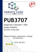 PUB3707 Assignment 4 (DETAILED ANSWERS) Semester 1 2024 (625410) - DISTINCTION GUARANTEED