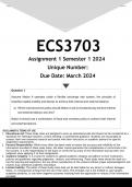 ECS3703 Assignment 1 (ANSWERS) Semester 1 2024 - DISTINCTION GUARANTEED