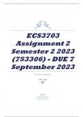 ECS3703 Assignment 2 Semester 2 2023 (753306) - DUE 7 September 2023