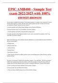 EPIC AMB400 - Sample Test exam 2022/2023 with 100% correct answers