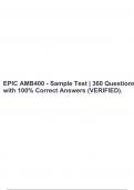EPIC AMB400 - Sample Test | 360 Questions with 100% Correct Answers (VERIFIED).