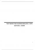 TEST BANK FOR HUMAN BIOLOGY, 10TH EDITION : STARR
