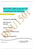 BNU1501 2019 Semester 02 Assignment 02 Solutions Real exam 2023 / 2024 final update Tutorial Letter 202/2/2019 Basic Numeracy BNU1501