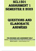 SCL1501 Assignment 1 Semester 2 2023 (815403) - DUE 18 August 2023