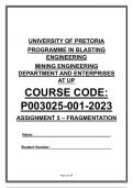 P003025-001-2023 UNIVERSITY OF PRETORIA UP  PROGRAMME IN BLASTING ENGINEERING
