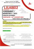 LJU4802 ASSIGNMENT 1 MEMO - SEMESTER 2 - 2023 - UNISA - (DETAILED ANSWERS WITH REFERENCES - DISTINCTION GUARANTEED) – DUE DATE: - 16 AUGUST 2023