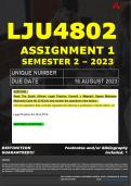 LJU4802 ASSIGNMENT 1 MEMO - SEMESTER 2 - 2023 - UNISA - DUE DATE: - 16 AUGUST 2023 (DETAILED MEMO – FULLY REFERENCED – 100% PASS - GUARANTEED) 