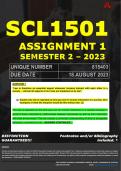 SCL1501 ASSIGNMENT 1 MEMO - SEMESTER 2 - 2023 - UNISA - DUE DATE: - 16 AUGUST 2023 (DETAILED MEMO – FULLY REFERENCED – 100% PASS - GUARANTEED) 