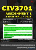 CIV3701 ASSIGNMENT 1 MEMO - SEMESTER 2 - 2023 - UNISA - DUE DATE: - 4 AUGUST 2023 (DETAILED MEMO – FULLY REFERENCED – 100% PASS - GUARANTEED) 