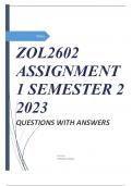 ZOL2602 ASSIGNMENT 1 SEMESTER 2 2023