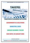 TAX3701 ASSIGNMENT 01 SOLUTIONS, SEMESTER 2, 2023