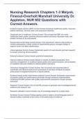Nursing Research Chapters 1-3 Melynk, Fineout-Overholt Marshall University Dr. Appleton, NUR 602 Questions with Correct Answers. 