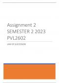 2023 SEMESTER 2 ASSIGNMENT 1 ANSWERS  - Law Of Succession (PVL2602) 
