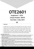 OTE2601 Assignment 1 (ANSWERS) 2024 - DISTINCTION GUARANTEED