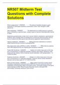 NR507 Midterm Test Questions with Complete Solutions 