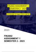 FIN2602 ASSIGNMENT 1 SEMESTER 2 2023 (DUE Monday, 21 August 2023, 6:00 PM)