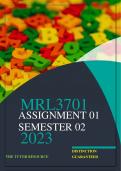 MRL3701 ASSIGNMENT 01 SEMESTER 02 2023: 631879 
