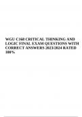 WGU C168 (CRITICAL THINKING AND LOGIC) FINAL EXAM QUESTIONS WITH 100% CORRECT ANSWERS 2023/2024 (VERIFIED)