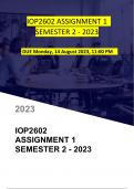 IOP2602 ASSIGNMENT 1 SEMESTER 2 (DUE Monday, 14 August 2023, 11:00 PM)