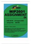 MIP2601ASSIGNMENT4 DUE 23 AUGUST 2023