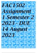 FAC1502 Assignment 1 Semester 2 2023 - DUE 14 August 2023