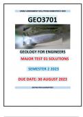GEO3701- Geology for Engineers Major Test  01 Solutions Semester 2 2023