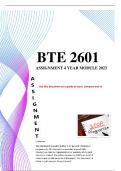 Bte 2601 Assignment 4 Year module 2023  distinction guaranteed