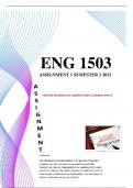 ENG1503 Assignment 1 Semester 2 2023 Distinction guaranteed unique