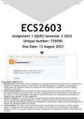  ECS2603 Assignment 1 (ANSWERS) Semester 2 2023 - DISTINCTION GUARANTEED.