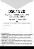 DSC1520 Assignment 1 (ANSWERS) Semester 2 2023 - DISTINCTION GUARANTEED