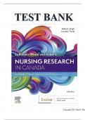 TEST BANK FOR NURSING RESEARCH IN CANADA, 5TH EDITION by Mina Singh, RN, RP, BSc, BScN MEd, PhD, I-FCNEI, Cherylyn Cameron, RN, PhD, Geri LoBiondo-Wood, PhD, RN, FAAN and Judith Haber, PhD, RN, FAAN ISBN NO:0323778984