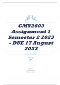 CMY2603 Assignment 1 Semester 2 2023 - DUE 17 August 2023