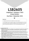 LSB2605 Assignment 1 (ANSWERS) Semester 2 2023 - DISTINCTION GUARANTEED