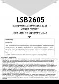 LSB2605 Assignment 2 (ANSWERS) Semester 2 2023 - DISTINCTION GUARANTEED