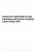 NURS 6521 MIDTERM EXAM QuestionsWith Verified Answers - Latest Update 2023/2024 (VERIFIED)