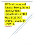 AP Environmental Science Strengths and Improvement Opportunities CH 3  Quiz B 23 Q&A 092021| 2023/24 UPDATE 