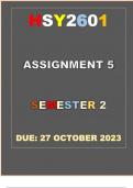 HSY2601 Assignment 5 (COMPLETE ANSWERS) Semester 2 2023 (626324) - DUE 27 October 2023
