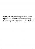 BIO 250 Final Exam Questions With Correct Answers | Latest Update 2023/2024 | Graded A+ | STRAIGHTERLINE