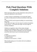 Peds Final Questions With Complete Solutions