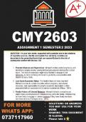 CMY2603 Assignment 1 Semester 2 2023 (solutions/answers)