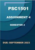 PSC1501 ASSIGNMENT 4 DETAILED ANSWERS SEMESTER 2 ( DUE:  SEPTEMBER 2023)