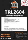 TRL3704 Assignment 1 Semester 2 2023 (Solutions/answers)
