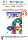 Test Bank For Nursing: A Concept-Based Approach to Learning, Volume I 3rd Edition By Pearson Education | 2019-2020 | 9780134616803 | Chapter 1-21  | Complete Questions And Answers A+