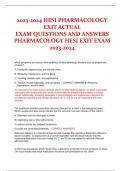2023-2024 HESI PHARMACOLOGY EXIT ACTUAL  EXAM QUESTIONS AND ANSWERS  PHARMACOLOGY HESI EXIT EXAM  2023-2024 