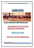 LME3701 ASSIGNMENT O2 SOLUTIONS (RESEARCH PROPOSAL) SEMESTER 2 2023
